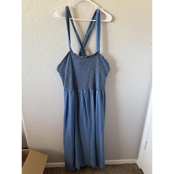 Jessica London Dresses & Skirts - Jessica London Dress Womens 26/28‎ Denim Blue Maxi Smocked Crossback Boho Chic